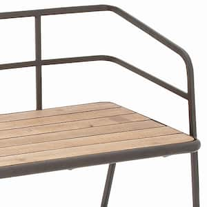 Black Bench with Wood Seat 28 in. X 45 in. X 18 in.