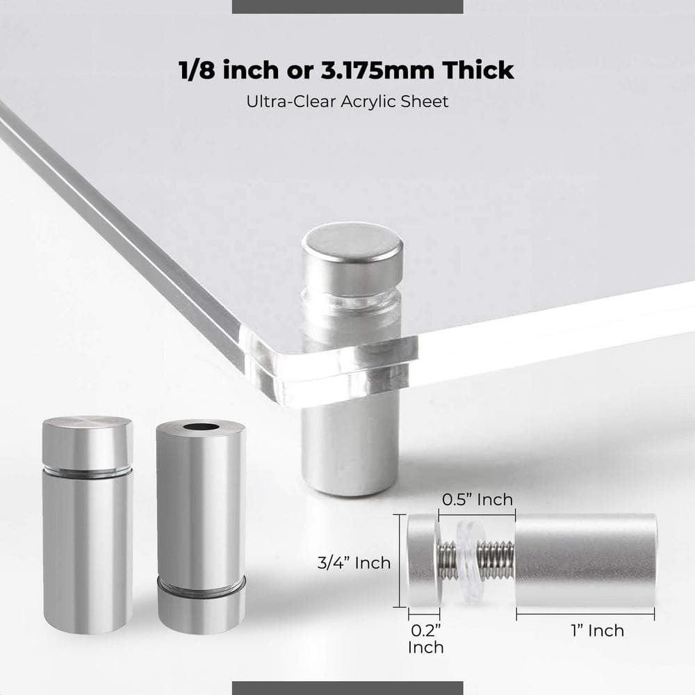 Clear Acrylic Floating Wall Frame with Chrome Mounts, 28" x 40"