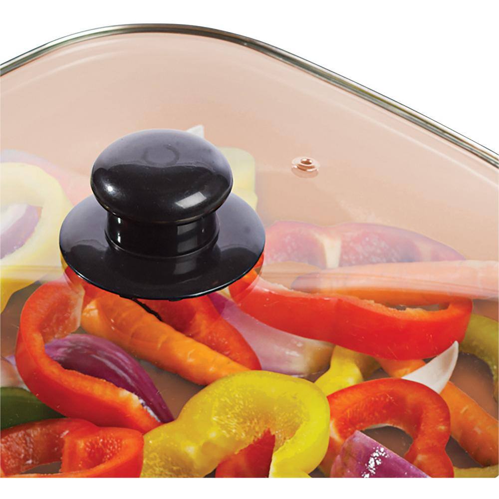 Brentwood 12-Inch Copper Nonstick Electric Skillet with Glass Lid