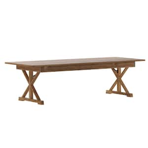 108 in. Rectangle Antique Rustic Wood with Wood Frame and Trestle Base Dining Table (Seats 10)