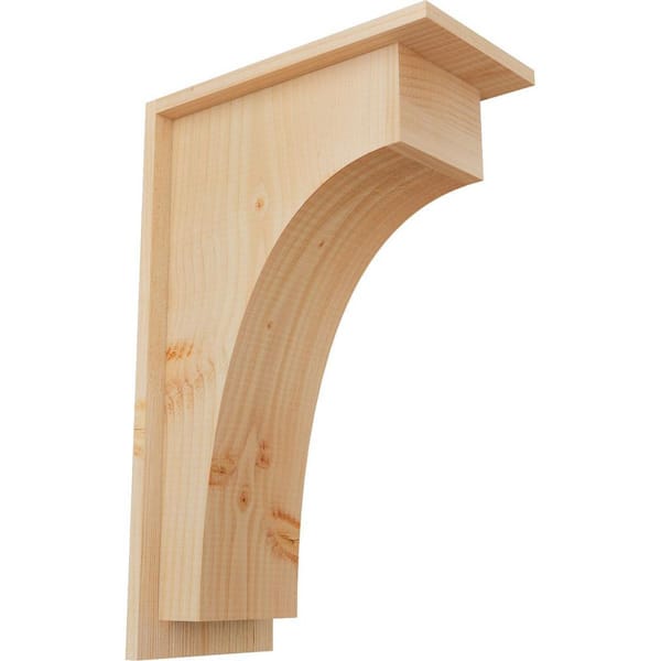 Ekena Millwork 7-1/2 in. x 14 in. x 22 in. Douglas Fir Huntington Smooth Corbel with Backplate