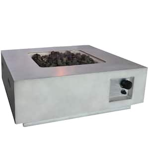 30 in. 40,000 BTU Square Concrete Gas Outdoor Patio Fire Pit Table in Gray