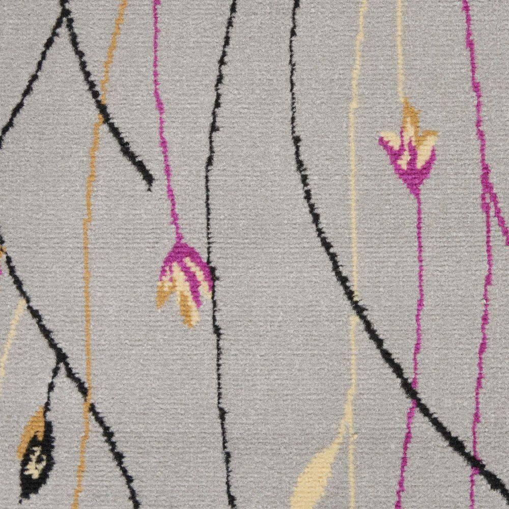 Gray Floral Power-Loomed Runner Rug with Latex Backing