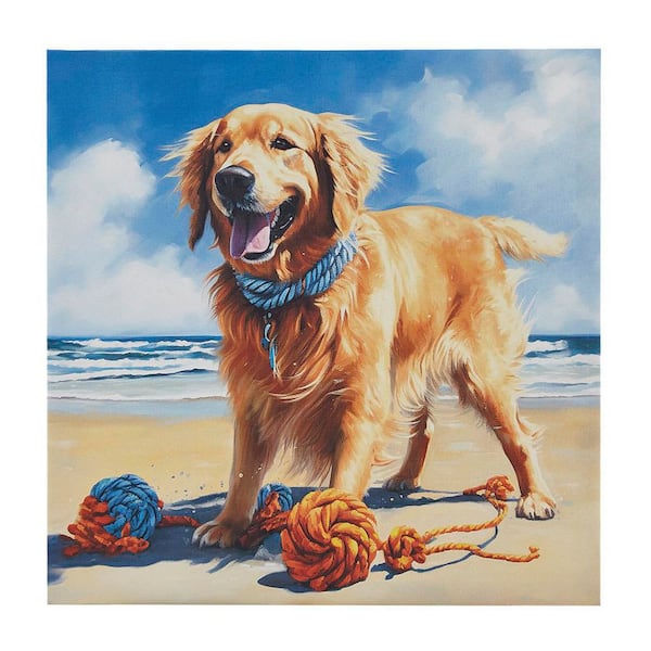 Golden-Piece Unframed Art Print 16 in. x 16 in. Golden Retriever Canvas Wall Art