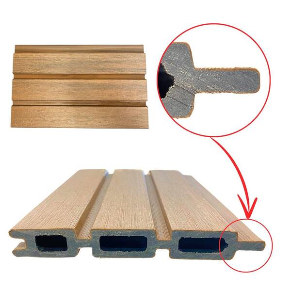 Frame It All 6 ft. x 6 ft. Riviera Composite Fence Panel Teak (10-Pack)