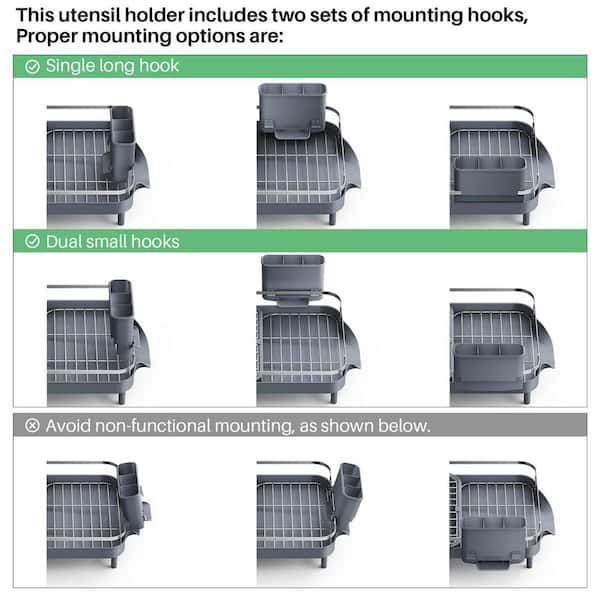 Numhew Gray Stainless Steel Dish Drying Rack, Expandable Dish Rack with  Drainboard Set and Utensil Holder A6L5V5N1 - The Home Depot