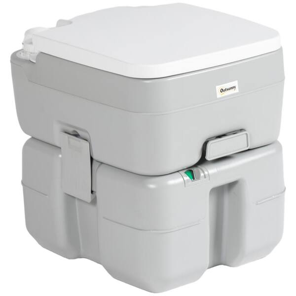 Outsunny 13 in. W x 15.7 in. D x 16.9 in. H Gray Portable Toilet for Adults 5.3 Gal.