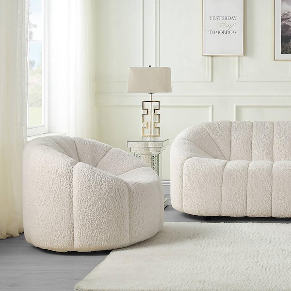 Acme Furniture Osmash White Teddy Sherpa Slipper Chair LV00230 