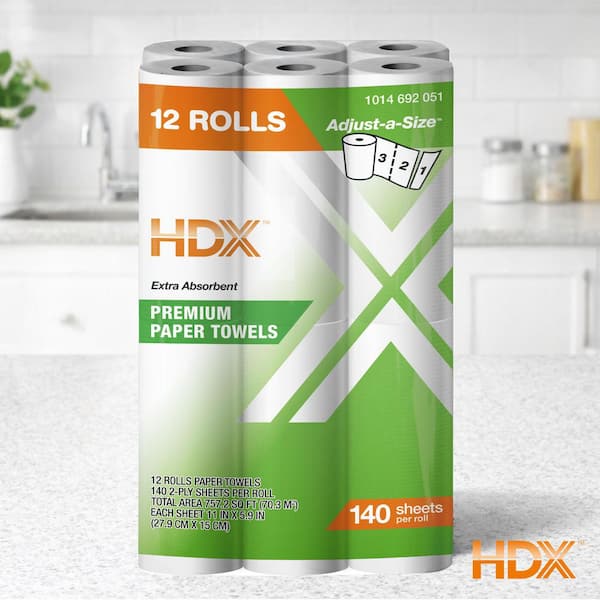 HDX Premium Adjust-A-Size Paper Towel Rolls (140-Sheets Per Roll