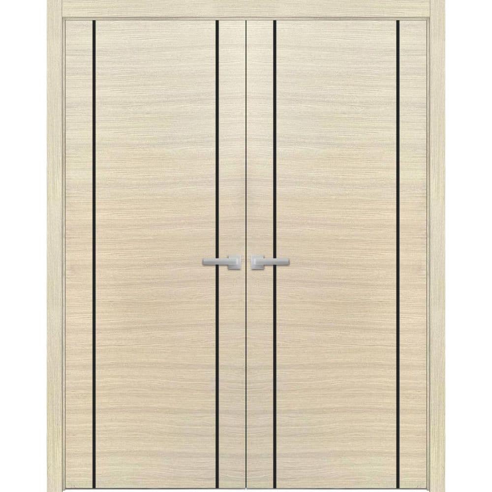 56 in. x 84 in. 2 Panel Natural Veneer Finished Solid Wood with Honeycomb Sliding Door with Hardware price history on PriceWatchPro
