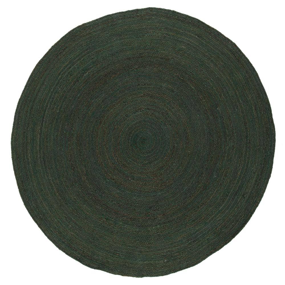 Natural Fiber Dark Green 3 ft. x 3 ft. Circles Solid Color Round Area Rug price history on PriceWatchPro