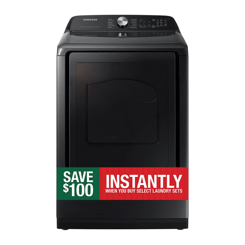 Samsung 7.4 cu.ft. Smart vented Electric Dryer with Steam Sanitize+ in Brushed Black