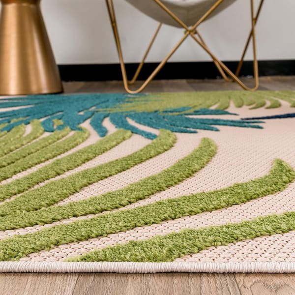 Contemporary Tropical Large Floral Multi 2 ft. 7 in. x 8 ft. Indoor/Outdoor Runner Rug