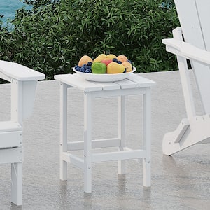 Mason 18 in. White Poly Plastic Fade Resistant Outdoor Patio Square Adirondack Side Table