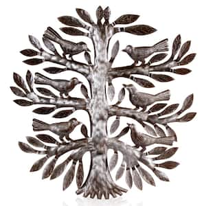 Steel 3D Tree of Life with Sitting Birds Haitian Drum Wall Art