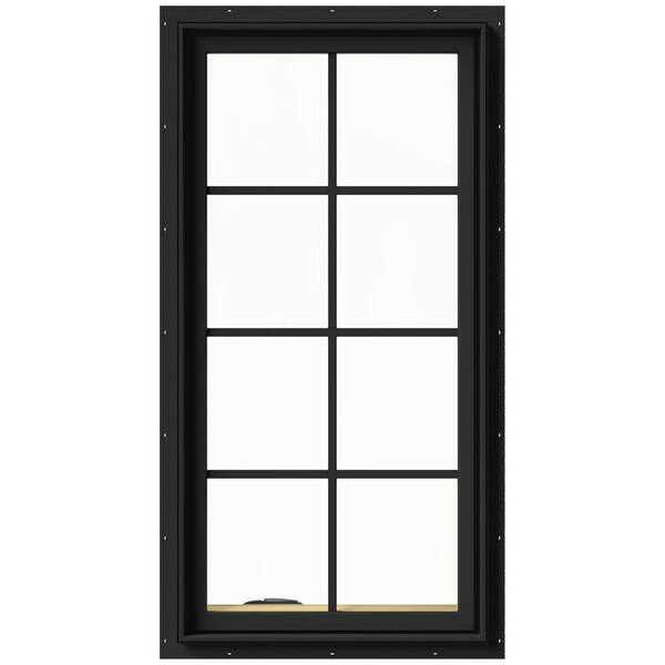 JELD-WEN 24 in. x 48 in. W-2500 Series Bronze Painted Clad Wood Left-Handed Casement Window with Colonial Grids/Grilles