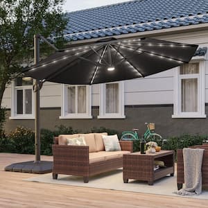 Sonkuki 11 ft. Double Top Solar LED Round Aluminum