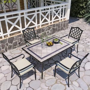 67 in. W x 40 in. D Aluminum Ceramic Tile Top Rectangular Dining Table with Umbrella Hole Not included Chair