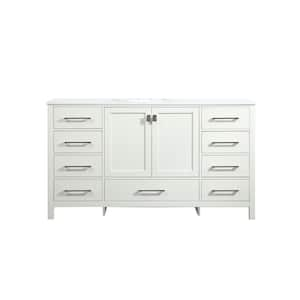 Simply Living 60 in. W x 22 in. D x 34 in. H Bath Vanity in White with Calacatta White Engineered Marble Top