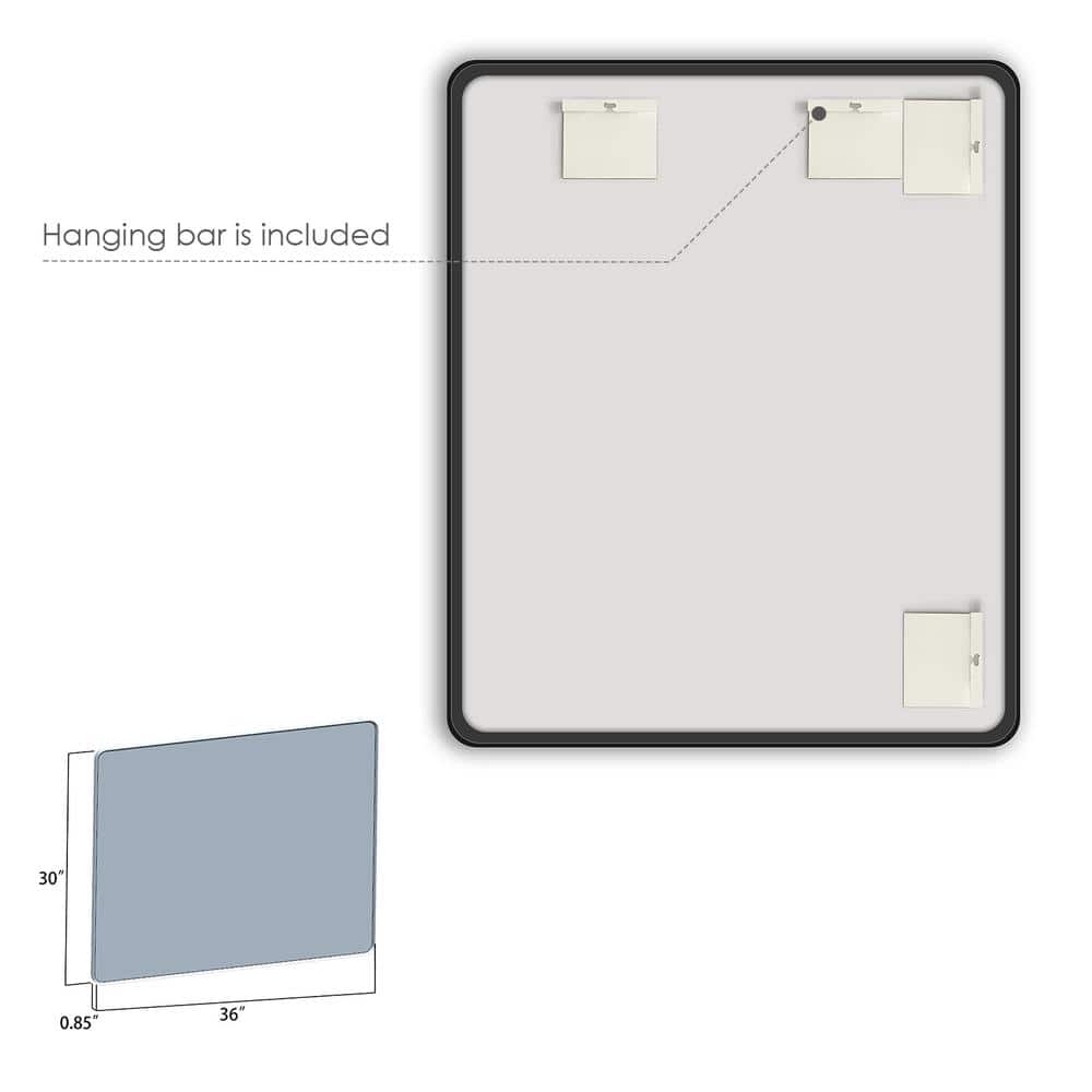 Elegante 36" Rectangular Silver Bathroom Vanity Mirror