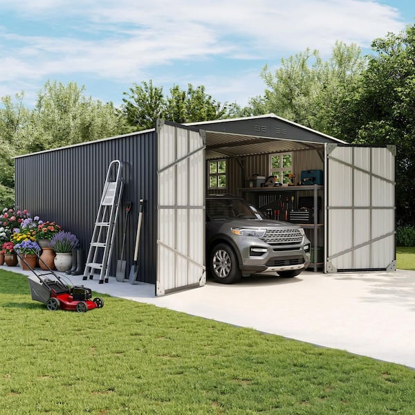 VIWAT 12 ft. W x 20 ft. D Metal Outdoor Storage Garden Tool Steel