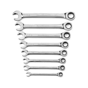 72-Tooth 12 Point SAE Open End Combination Ratcheting Wrench Set(8-Piece)