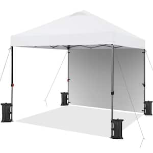 10 ft. × 10 ft. Pop-up Canopy Tent with 1-Sidewall White