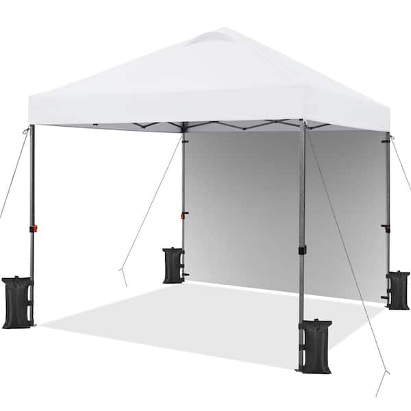 Yaheetech 10 ft. × 10 ft. Pop-up Canopy Tent with 1-Sidewall White ...