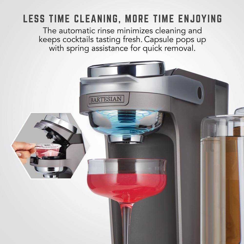Bartesian Gray Digital Cocktail Blender with Glass Bottles