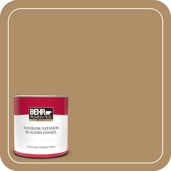 BEHR PREMIUM PLUS 1 qt. #300F-5 Brown Rabbit Hi-Gloss Enamel Interior/Exterior Paint & Primer