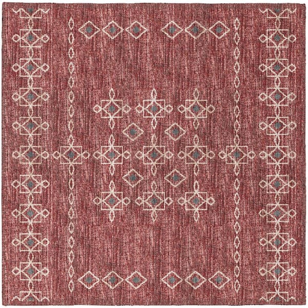 Addison Rugs Yuma Red 1 ft. 8 in. x 2 ft. 6 in. Geometric Indoor/Outdoor Washable Area Rug