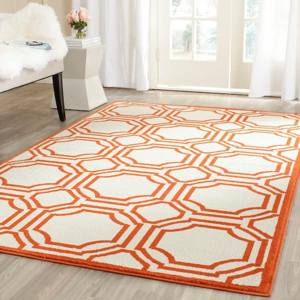 Amherst Ivory/Orange 6 ft. x 9 ft. Geometric Area Rug