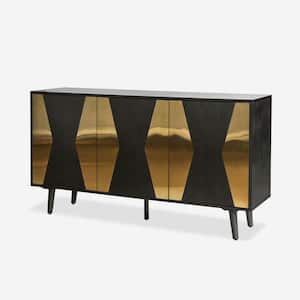 Diane 57'' Wide Mid-century Black Storage Sideboard and Buffet with Adjustable Shelves