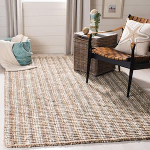 Natural Fiber Gray/Beige 4 ft. x 4 ft. Woven Crosstitch Square Area Rug