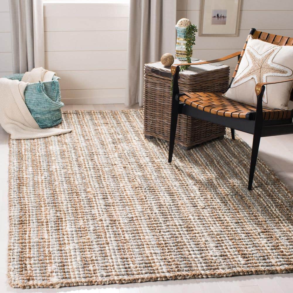 Handmade Reversible Gray and Natural Wool Area Rug