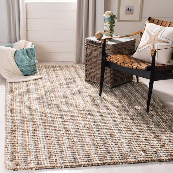 Natural Fiber Gray/Beige 8 ft. x 8 ft. Square Solid Area Rug