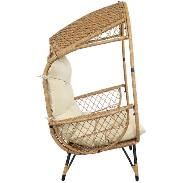 Sunnydaze Shaded Comfort Basket Chair Beige PL 842 The Home Depot