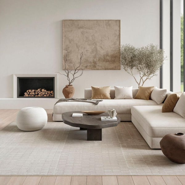 Nordic Ivory 8 ft. x 10 ft. All-over design Contemporary Area Rug