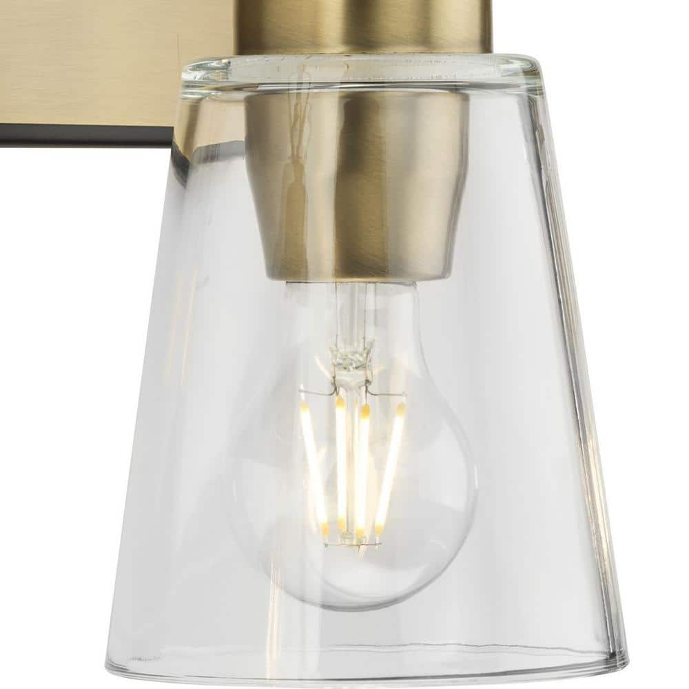 Cassell 3-Light Vintage Brass and Black Vanity Fixture
