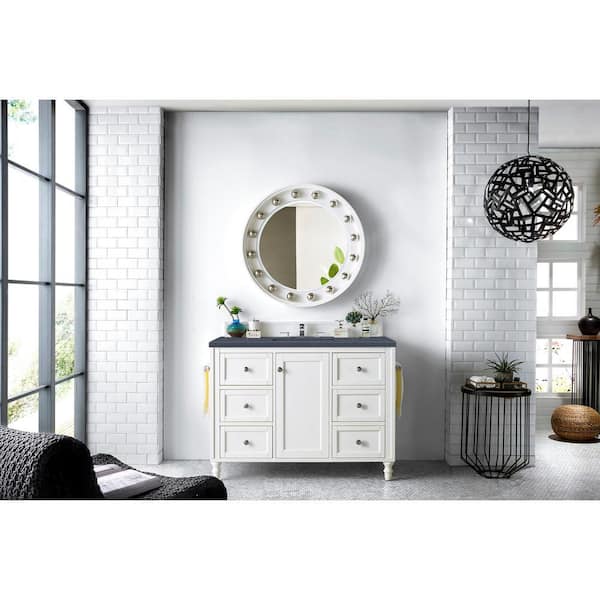James Martin Vanities Copper Cove Encore 48 in. W x 23.5 in. D x 36.2 in. H Single Vanity in Bright White with Charcoal Soapstone Top