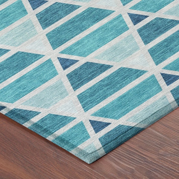 Chantille Machine Washable Indoor/Outdoor Abstract ACN2734 Teal 8 ft. x 10 ft. Area Rug