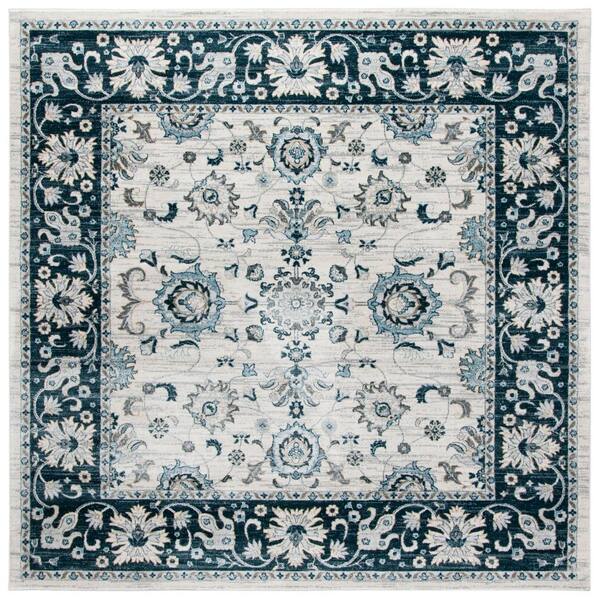 SAFAVIEH Isabella Cream/Navy 7 ft. x 7 ft. Square Geometric Area Rug
