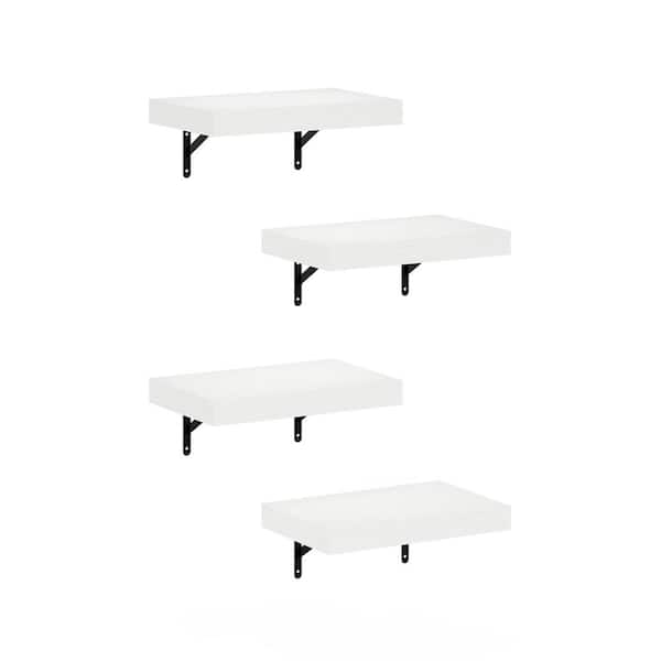 Furinno Tanna 1.65 in. Tall White Texture Wood Floating Bookcase (Set of 4)