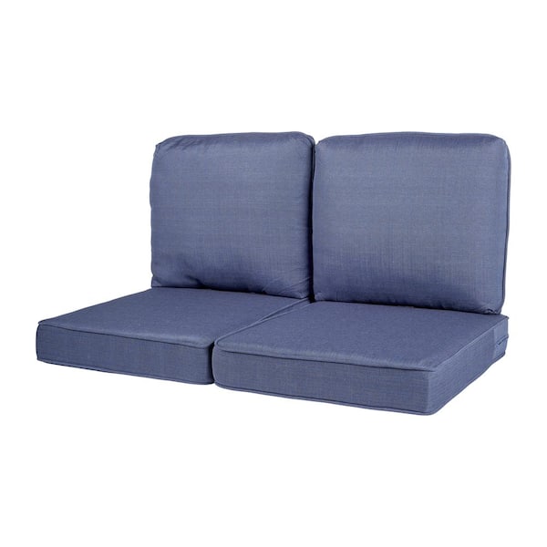 Unbranded Spring Haven 23.5 in. x 26.5 in. 4-Piece Outdoor Loveseat Cushion Set in Standard Blue