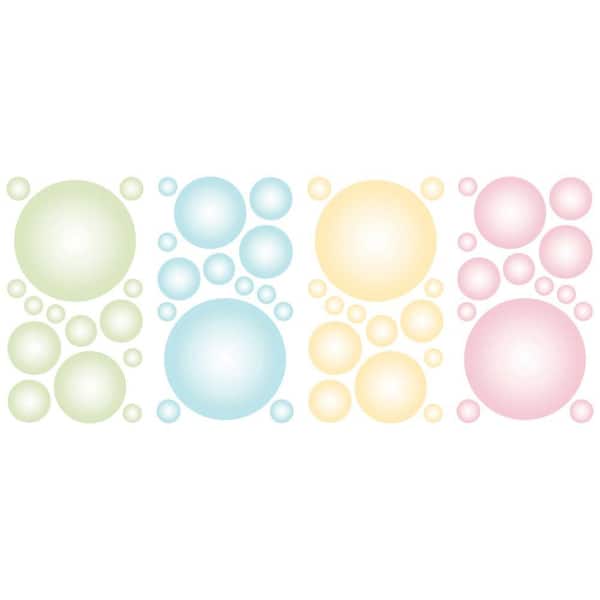 The Wallpaper Company 16.83 in. x 9.75 in. Pastel Pitter Patter Bubble Bop Applique