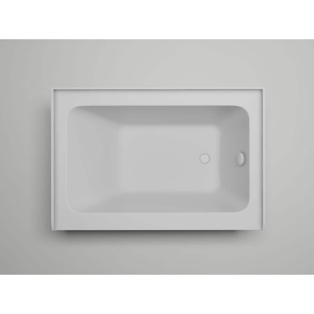 Pure White Acrylic Alcove Soaking Bathtub with Right Drain
