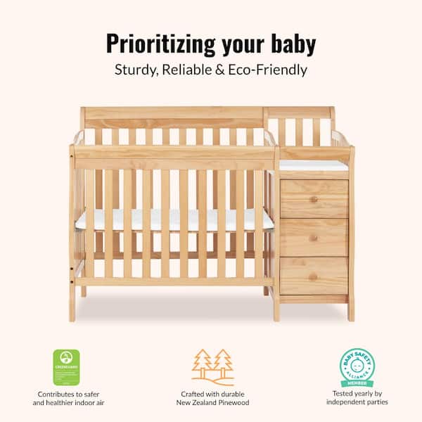 Dream On Me Jayden 4-in-1 Natural Mini Convertible Crib And