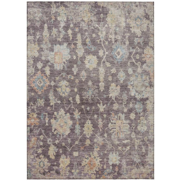 Chantille Machine Washable Indoor/Outdoor Abstract ACN2355 Eggplant 5 ft. x 7 ft. 6 in. Area Rug