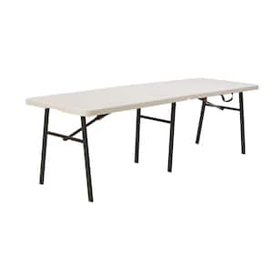 HDX 8 ft. Almond Resin Top Indoor/Outdoor Rectangular Folding