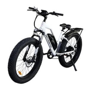 26 in. 750-Watt White Electric Bike Fat Tire P7 48-Volt 13AH Removable Lithium Battery